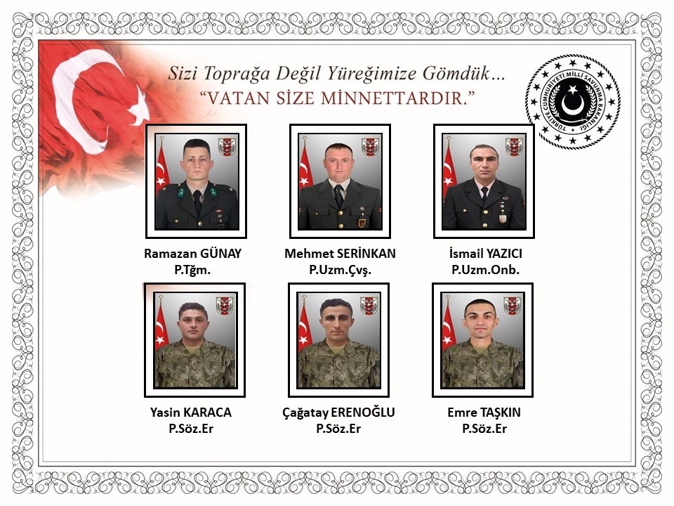 Şehit Olan 6 askerin Kimlikleri Açıklandı 